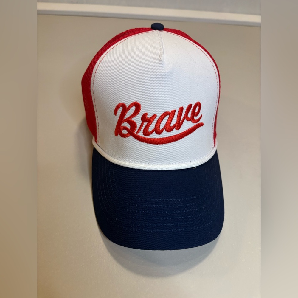 Embroidered 'Brave' Trucker Cap - Red, White & Blue